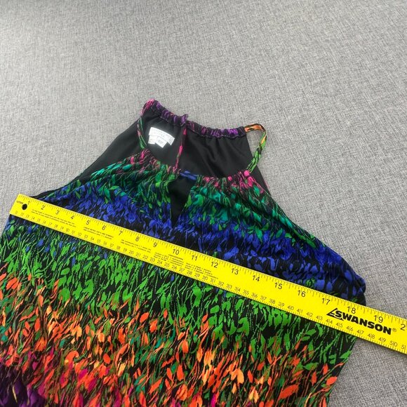 London Times Sleeveless Dress 10 petite Vibrant Colors Halter‎ Neckline Leaves - Picture 8 of 12